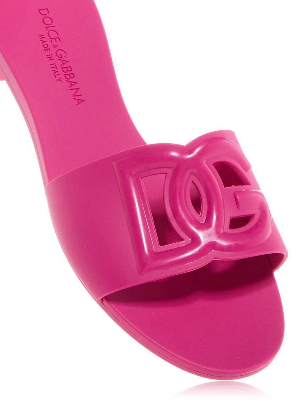 Dolce & Gabbana Fuchsia Logo Slide Sandals